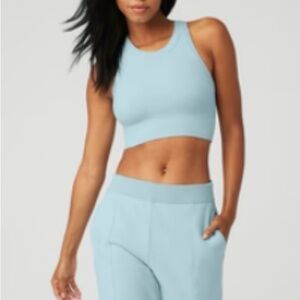 Alo Chalk Blue Crop Top and Leggings set